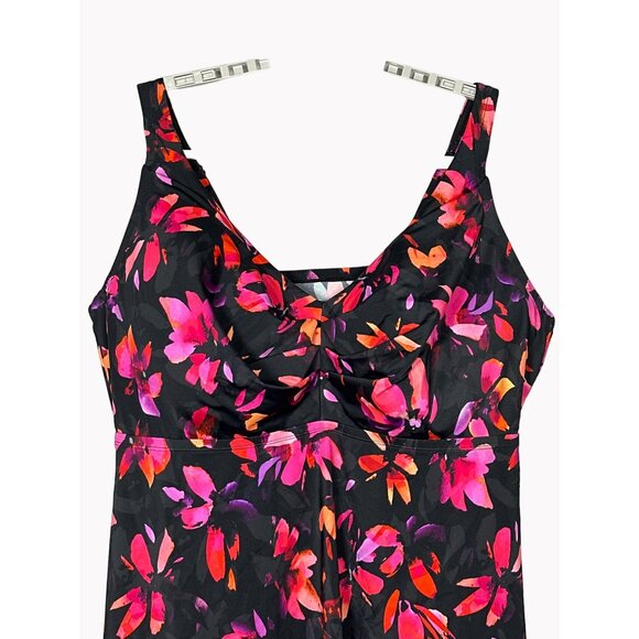 Swimsuits For All Size 46G Womens Floral Underwire Bra Tankini Top Nylon/Spandex - Picture 2 of 9